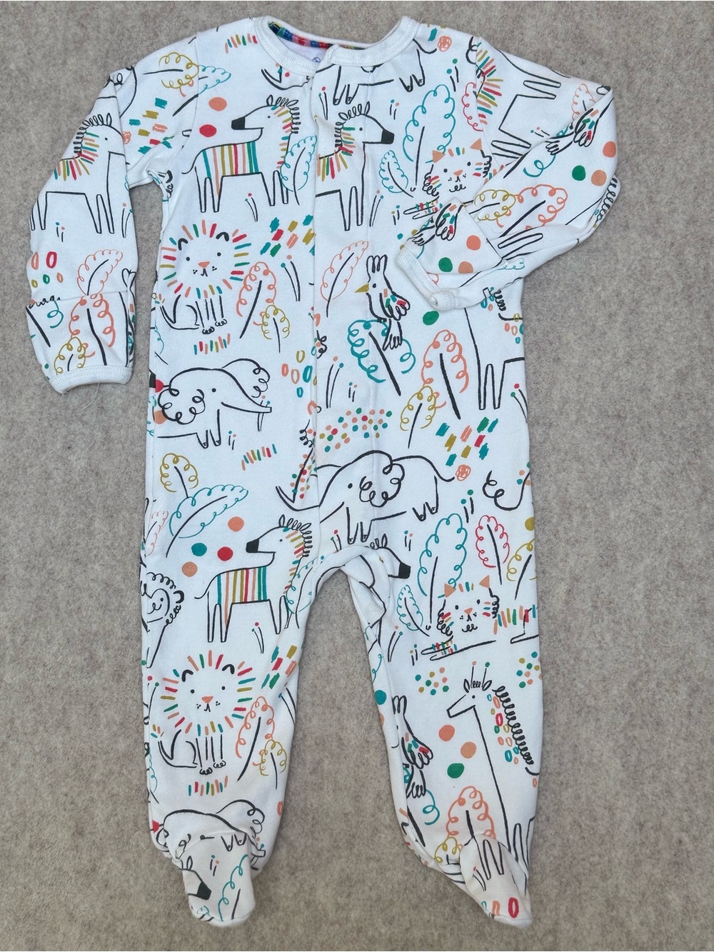 +Magnetic Me Safari Animals Footie Sleeper 3-6M Baby Organic Cotton Neutral
